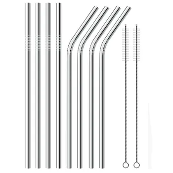 Reusable Metal Drinking Straws Set of 8 with 2 Free Cleaning Brush Included (8.5 Inches Silver) 
Reusable Metal Drinking Straws Set of 8 with 2 Free Cleaning Brush Included (8.5 Inches Silver)