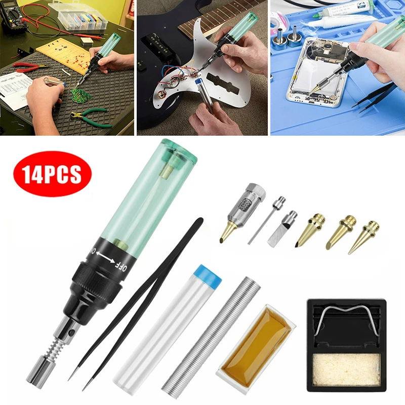 14 in 1 Butane Gas Soldering Iron Cordless Welding Torch Pen Tool Kit Portable Outdoor Soldering Blow Torch Tools Accessories
14 in 1 Butane Gas Soldering Iron Cordless Welding Torch Pen Tool Kit Portable Outdoor Soldering Blow Torch Tools Accessories