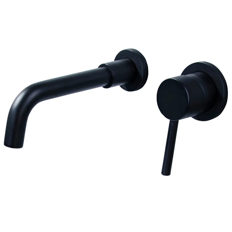 Modern Brass Wall Basin Mixer Tap Bathroom Kitchen Sink Faucet Swivel Spout Bath With Single Lever in Matt Black Set 
Modern Brass Wall Basin Mixer Tap Bathroom Kitchen Sink Faucet Swivel Spout Bath With Single Lever in Matt Black Set