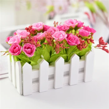 Wedding Decor Artificial Dimond Rose Simulation Artificial Flowers Small Potted Plant Fake Rose Set With White Picket Fence
Wedding Decor Artificial Dimond Rose Simulation Artificial Flowers Small Potted Plant Fake Rose Set With White Picket Fence
