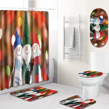 Christmas Bathroom Shower Curtain Mat Non-Slip Absorbent Carpet Mats Five-Piece Set Amazon Supply Pattern Customization
Christmas Bathroom Shower Curtain Mat Non-Slip Absorbent Carpet Mats Five-Piece Set Amazon Supply Pattern Customization