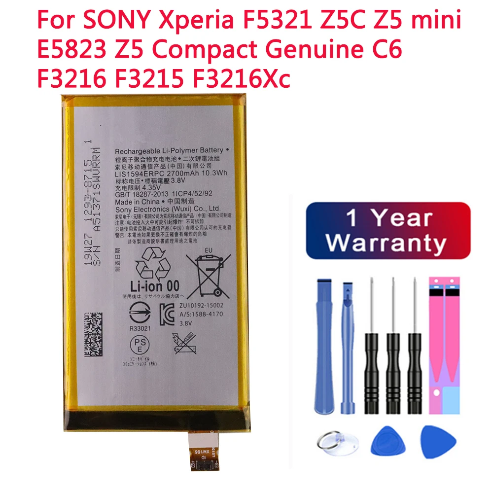 Фото LIS1594ERPC Battery For SONY Xperia F5321 Z5C Z5 mini E5823 Compact Genuine C6 F3216 F3215 F3216Xc 2700mAh | Мобильные телефоны и