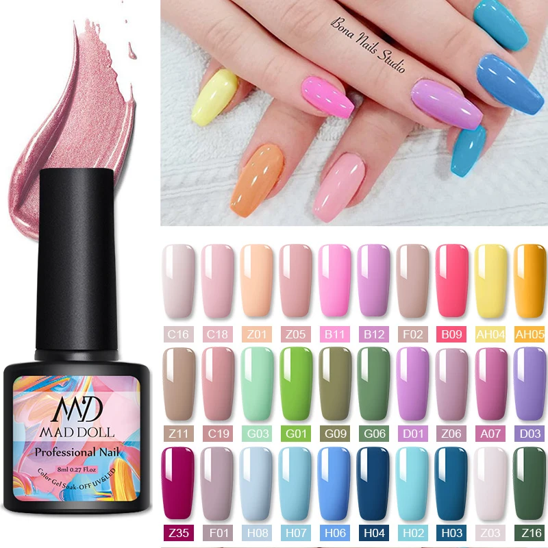 MAD DOLL 8ml Color Nail Gel Polish Spring Series Gel Polish Soak Off LED UV Gel Polish Nail UV Gel Nail Art DIY Design Varnish
MAD DOLL 8ml Color Nail Gel Polish Spring Series Gel Polish Soak Off LED UV Gel Polish Nail UV Gel Nail Art DIY Design Varnish