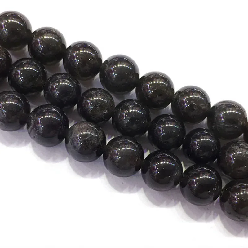 

6-10mm Natural smooth round Black hecatolite /moonstone stone beads For DIY necklace bracelet jewelry making 15 "free delivery