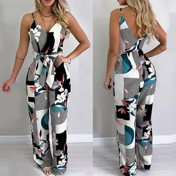 Women Sexy V-neck Jumpsuit Fashion Party Backless Floral Print Sleeveless Overalls Bodysuit Ladies Casual Wide Leg Jumpsuit
Women Sexy V-neck Jumpsuit Fashion Party Backless Floral Print Sleeveless Overalls Bodysuit Ladies Casual Wide Leg Jumpsuit