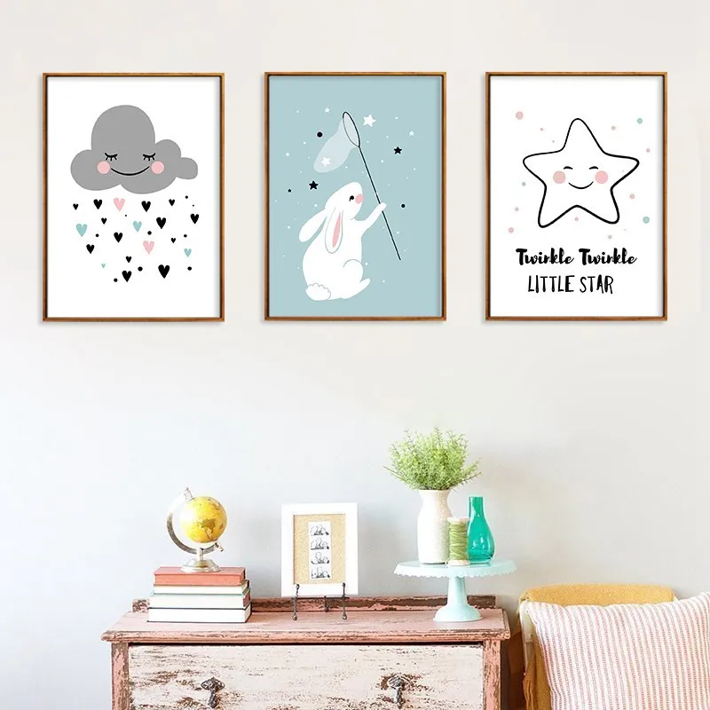 Free Shipping 3Pcs Cartoon Star Rabbit Canvas Painting, Nursery Posters Prints Wall Art Pictures for Bedroom Home Decor
Free Shipping 3Pcs Cartoon Star Rabbit Canvas Painting, Nursery Posters Prints Wall Art Pictures for Bedroom Home Decor