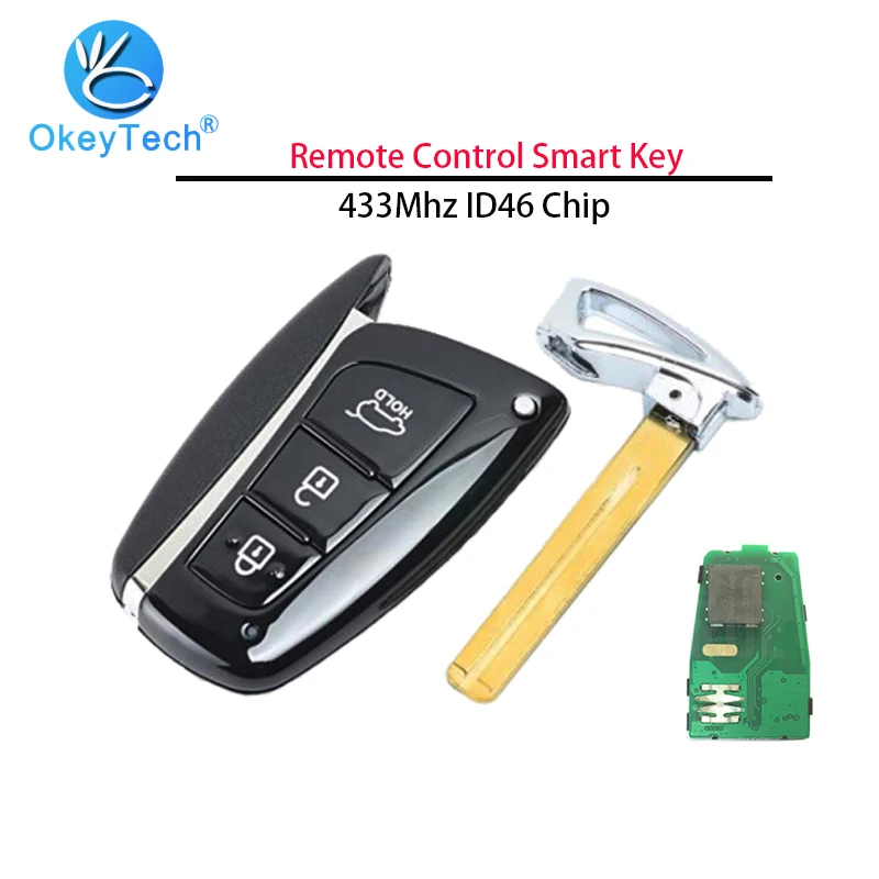 OkeyTech for Hyundai Santa Fe IX45 Equus Azera Tucson Solaris 433MHZ ID46 Chip Remote Smart Key Card with Emergency Blank Key
OkeyTech for Hyundai Santa Fe IX45 Equus Azera Tucson Solaris 433MHZ ID46 Chip Remote Smart Key Card with Emergency Blank Key