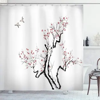 Floral Shower Curtain Classic Paint Style Artwork Flower Branches Blossom and Flying Birds Pattern Bathroom Decor Set with Hooks
Floral Shower Curtain Classic Paint Style Artwork Flower Branches Blossom and Flying Birds Pattern Bathroom Decor Set with Hooks