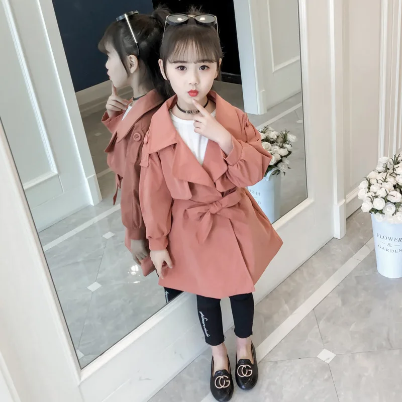 Girls Long Sleeve Trench Coat Big Boy Spring And Autumn New Style Childrenswear Children Solid Color Waist Hugging Coat Mid-leng
Girls Long Sleeve Trench Coat Big Boy Spring And Autumn New Style Childrenswear Children Solid Color Waist Hugging Coat Mid-leng