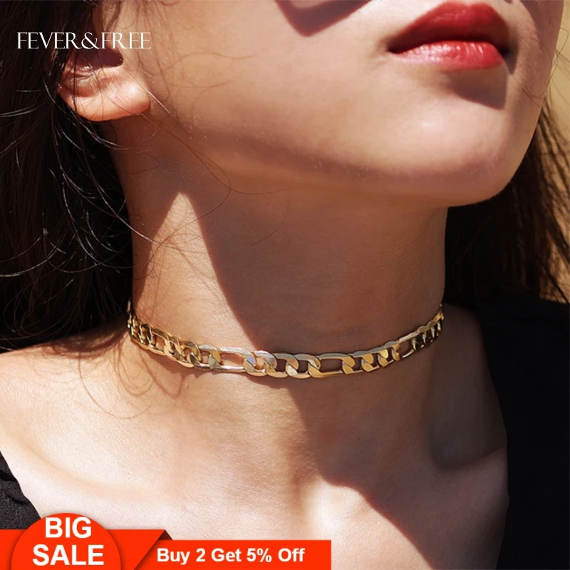 Fever&Free Filled Solid Choker Necklace Cuban Link Chain Gold/Silver/Rose Gold Copper Sexy Necklace Statement Necklace Jewelry
Fever&Free Filled Solid Choker Necklace Cuban Link Chain Gold/Silver/Rose Gold Copper Sexy Necklace Statement Necklace Jewelry