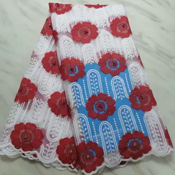 Nigerian Lace Fabric High Quality Red White Embroidered Beads Stones Tulle Lace Fabric 2019 French 3D Flowers Tulle Lace Fabric 
Nigerian Lace Fabric High Quality Red White Embroidered Beads Stones Tulle Lace Fabric 2019 French 3D Flowers Tulle Lace Fabric