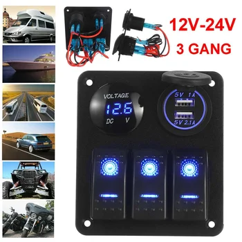 Waterproof 3 4 6 Gang Marine Boat Rocker Switch Panel With Fuse Dual USB Slot Socket + Digital Display For Car RV Switch Panel
Waterproof 3 4 6 Gang Marine Boat Rocker Switch Panel With Fuse Dual USB Slot Socket + Digital Display For Car RV Switch Panel