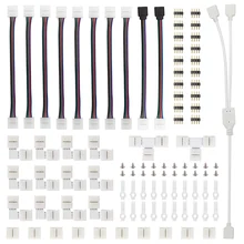 95pcs Led Strip Connection 5050 4 Pins RGB LED Strip Light Jumper Wire Connection Terminal Splice T/L-Shaped Led Connector Kit
95pcs Led Strip Connection 5050 4 Pins RGB LED Strip Light Jumper Wire Connection Terminal Splice T/L-Shaped Led Connector Kit