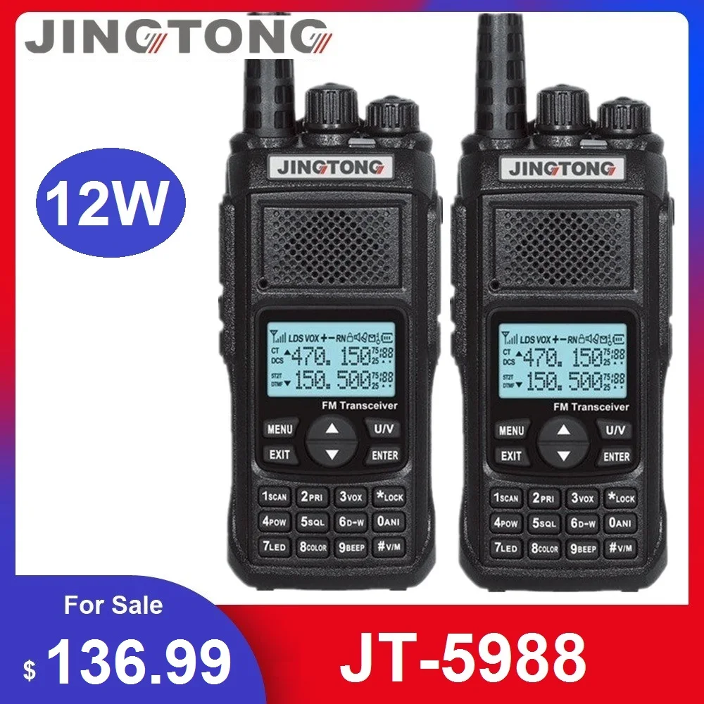 

2PCS Jingtong JT-5988 12W Walkie Talkie Amateur CB Radio Transceiver VHF UHF Ham Radio Station Powerful Than Baofeng UV-9R PLUS