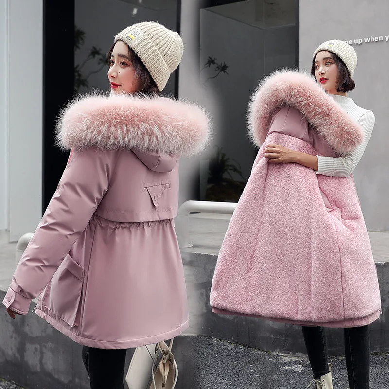2022 Winter Fleece Parka Coat Plus Cashmere Drawstring Waist Cotton Down Padded Jacket Fur Collar Hooded Fur Thick Warm Outwear
2022 Winter Fleece Parka Coat Plus Cashmere Drawstring Waist Cotton Down Padded Jacket Fur Collar Hooded Fur Thick Warm Outwear