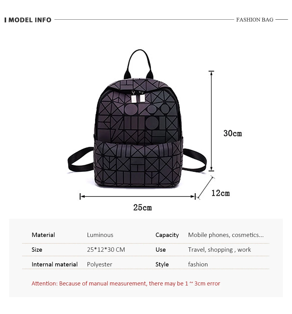 women backpack school bag for teenagers girls small bag pack foldable geometric luminous backpack holographic refretion H3bc9bd1b10ae45ada3af231c5de7c3d5r - women backpack school bag for teenagers girls small bag pack foldable geometric luminous backpack holographic refretion