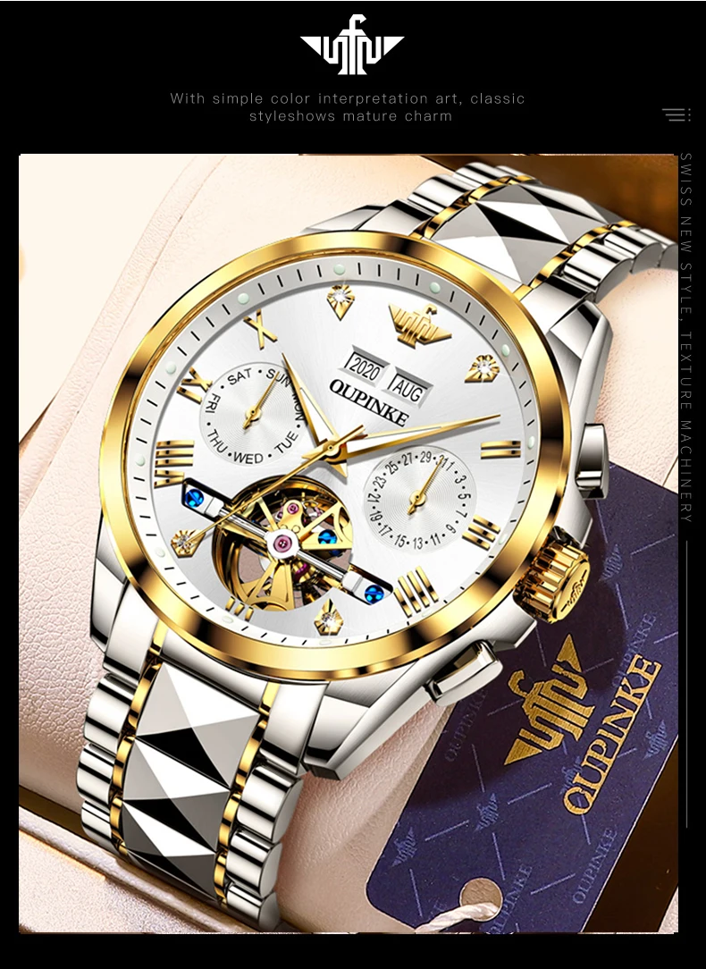 oupinke Tungsten Reloj Wristwatch