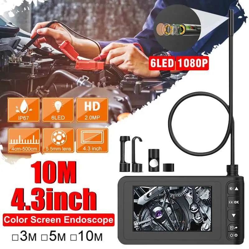 HD 1080P 8MM Lens Screen Inspection Endoscope Camera IP67 Waterproof Borescope 4.3 inch HD IPS Screen Camera 3M/5M/10M
HD 1080P 8MM Lens Screen Inspection Endoscope Camera IP67 Waterproof Borescope 4.3 inch HD IPS Screen Camera 3M/5M/10M
