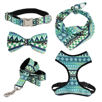 Geometry Dog collar Bow leash harness and bandana sets personal custom adjustable pet gift set
Geometry Dog collar Bow leash harness and bandana sets personal custom adjustable pet gift set