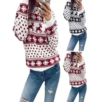 Warm Round Neck Long Sleeve Christmas Sweater Loose Sweaters Top Knitted Pullover
Warm Round Neck Long Sleeve Christmas Sweater Loose Sweaters Top Knitted Pullover