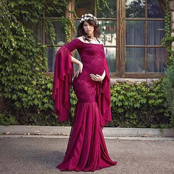 Women Off The Shoulder Elegant Fitted Maternity Gown Flare Sleeve Slim Fit Maxi Photography Dress Pregnancy Dress for Photoshoot
Women Off The Shoulder Elegant Fitted Maternity Gown Flare Sleeve Slim Fit Maxi Photography Dress Pregnancy Dress for Photoshoot