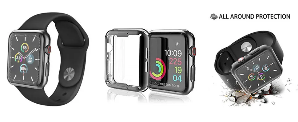 Cover for Apple Watch Case 44mm/40mm 42mm/38mm Accessories soft All-around TPU bumper Screen Protector iWatch Series SE 3 4 5 6 Cover for Apple Watch Case 44mm/40mm 42mm/38mm Accessories soft All-around TPU bumper Screen Protector iWatch Series SE 3 4 5 6