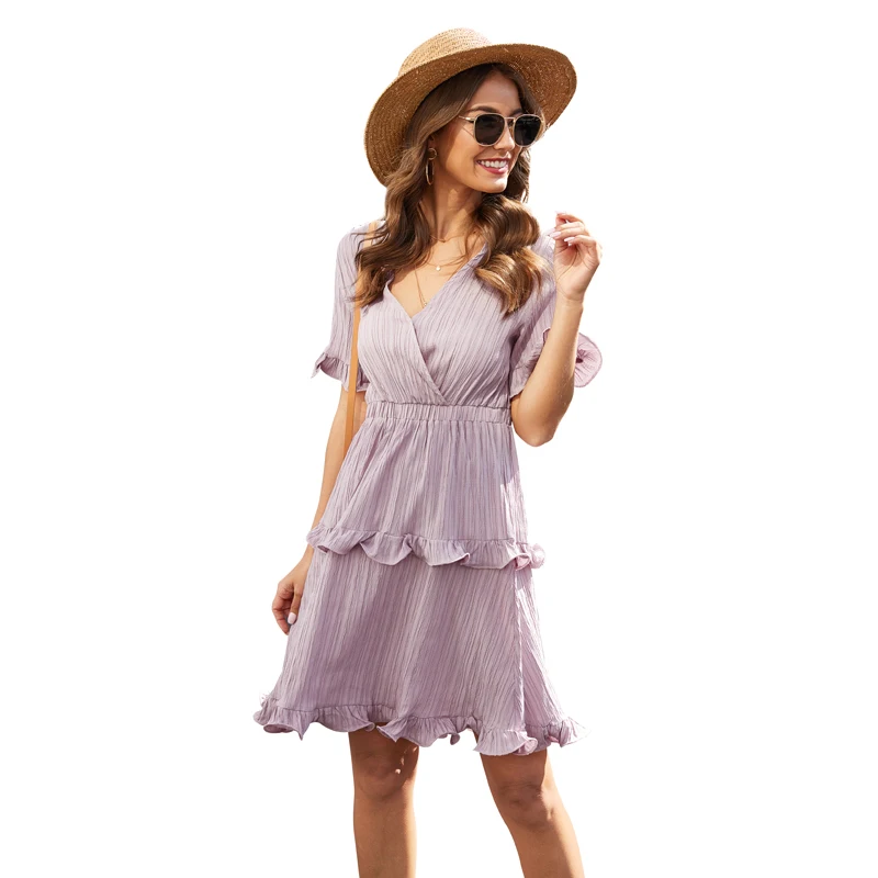 Sexy Dress 2020 New Spring and Summer Women's Cake Pleated Office Party V-neck Short Sleeve Tassel Folds Polyester Dress
Sexy Dress 2020 New Spring and Summer Women's Cake Pleated Office Party V-neck Short Sleeve Tassel Folds Polyester Dress