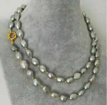 

Véritable collier de perles d'eau douce Baroque gris naturel 9-10mm 35"