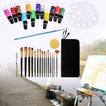 33pcs Acrylic Artist Painting Set Aluminum Table Easel 12 Acrylic Colors Stretched Canvas Paint Brushes Plastic Palette
33pcs Acrylic Artist Painting Set Aluminum Table Easel 12 Acrylic Colors Stretched Canvas Paint Brushes Plastic Palette