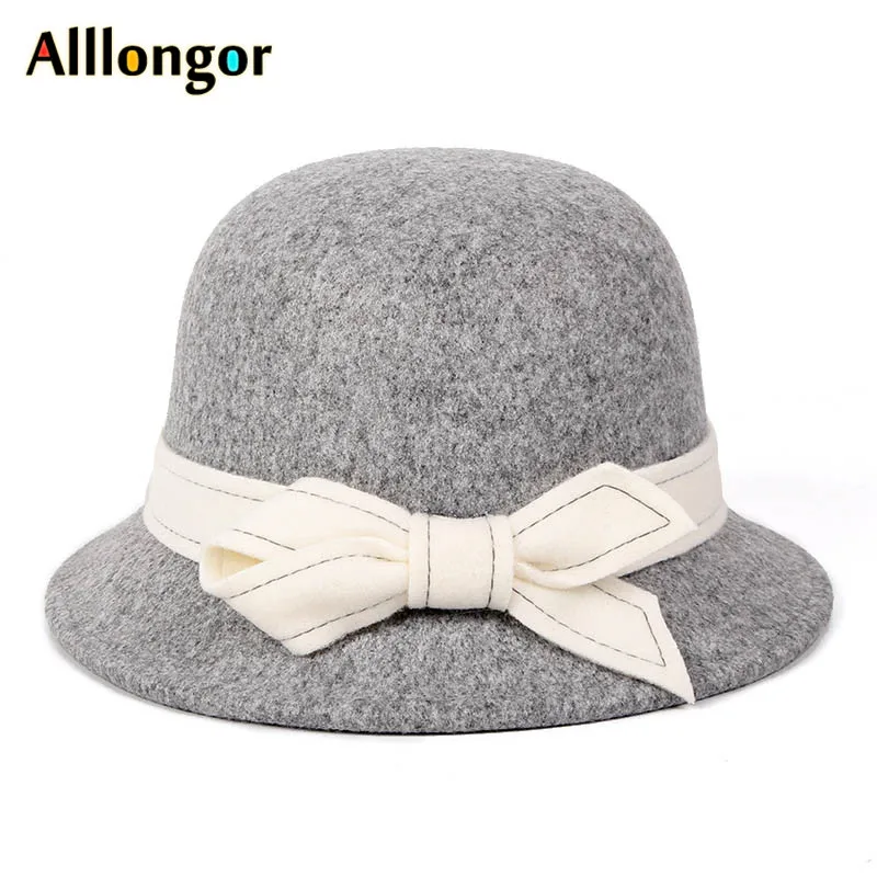 2019 Autumn Winter derby hat Women Elegant Bow Solid Gray sombrero mujer Fedora Hat ladies Formal Vintage Wool Felt Bowler Hat
2019 Autumn Winter derby hat Women Elegant Bow Solid Gray sombrero mujer Fedora Hat ladies Formal Vintage Wool Felt Bowler Hat