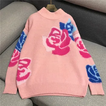 Retro Fluffy Sweater Women's 2020 Winter Loose-Fit Sweet Lazy Wind Rose Jacquard Sweater Thick Coat Sweater Jumper Ropa Mujer
Retro Fluffy Sweater Women's 2020 Winter Loose-Fit Sweet Lazy Wind Rose Jacquard Sweater Thick Coat Sweater Jumper Ropa Mujer