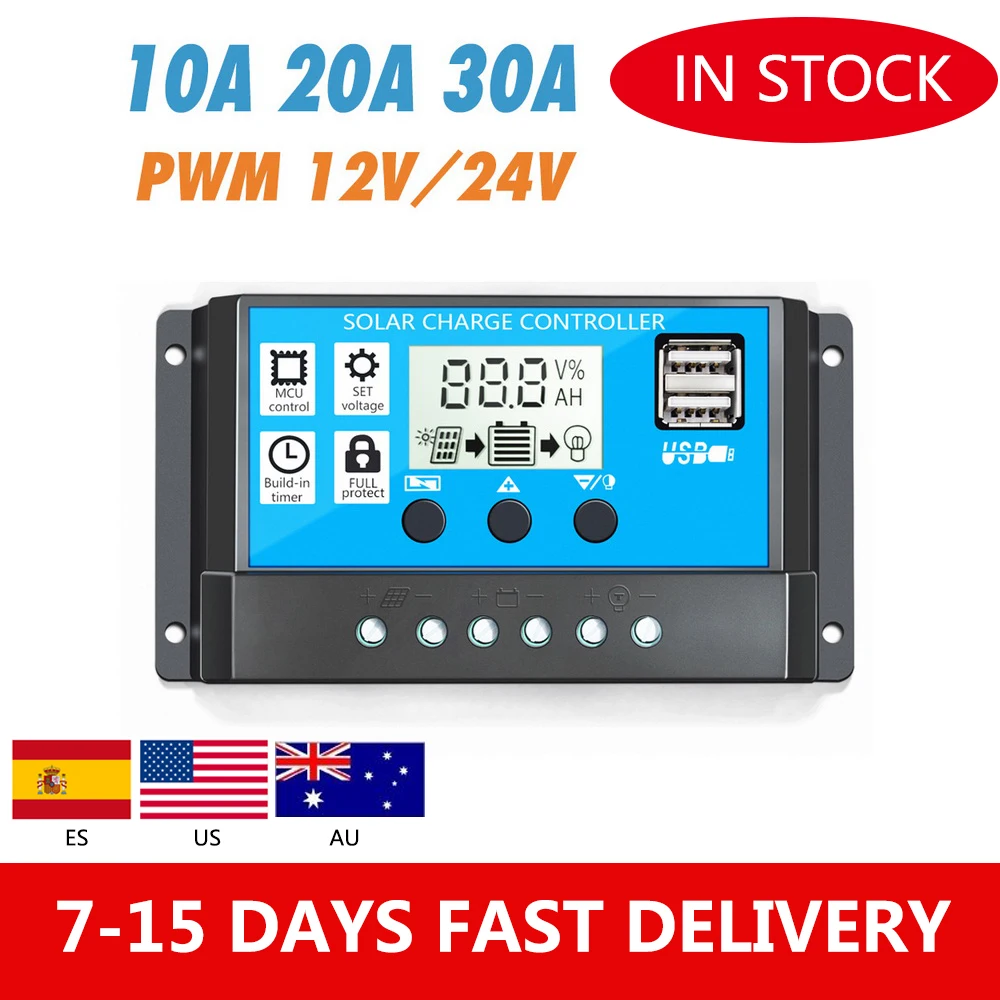 10/20/30A Solar Charge Controller 12/24V Auto PWM LCD DualUSB 5V Output Solar Cell Panel Regulator Home BatteryCharger
10/20/30A Solar Charge Controller 12/24V Auto PWM LCD DualUSB 5V Output Solar Cell Panel Regulator Home BatteryCharger