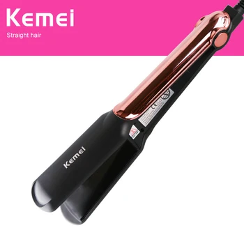 

Kemei professional hair straightener ceramic flat irons straightening iron curling corn wave board negtive Ions curler