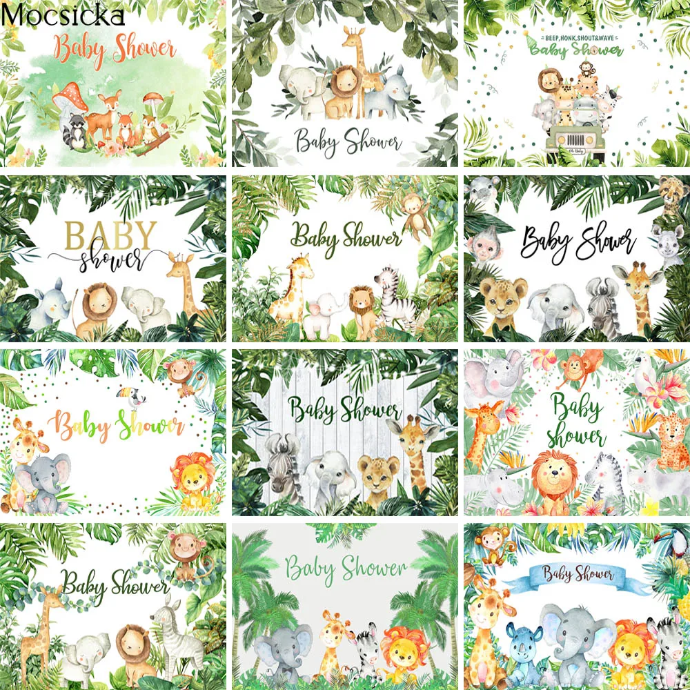 Jungle Safari Baby Shower Photography Backdrop Palm Leaf Wild Animals Cake Table Decor Supplies Child Birthday Photo Background
Jungle Safari Baby Shower Photography Backdrop Palm Leaf Wild Animals Cake Table Decor Supplies Child Birthday Photo Background