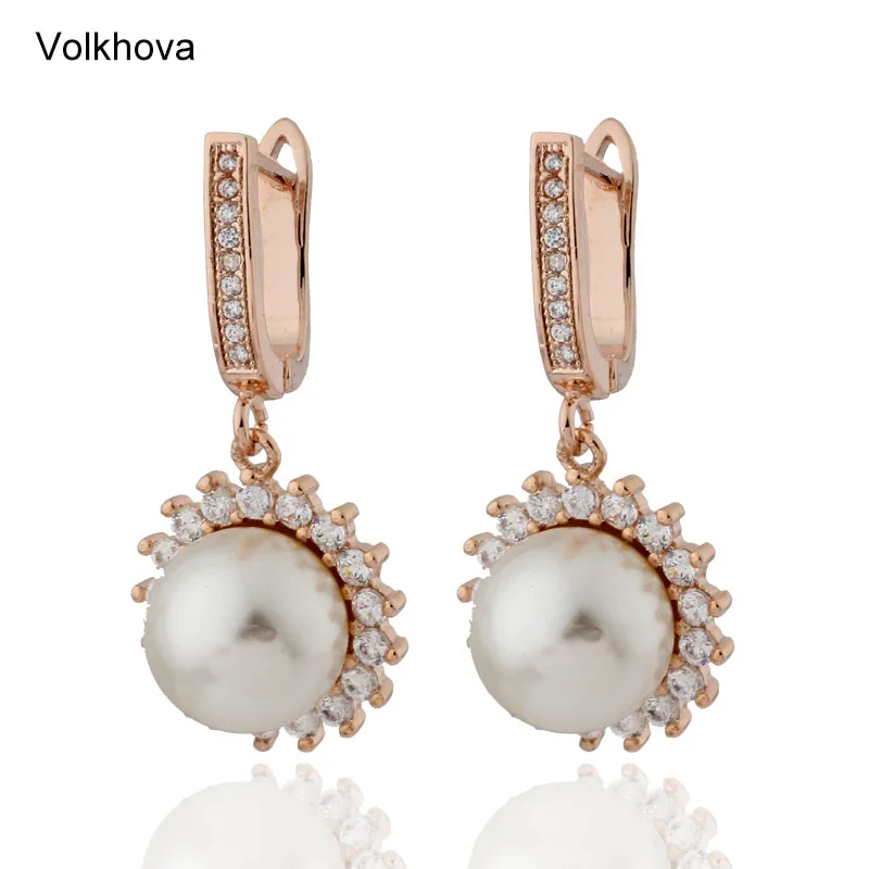 New 2019 pearl beads earring 585 Rose gold color zircon drop earrings for women fashion bijoux 
New 2019 pearl beads earring 585 Rose gold color zircon drop earrings for women fashion bijoux