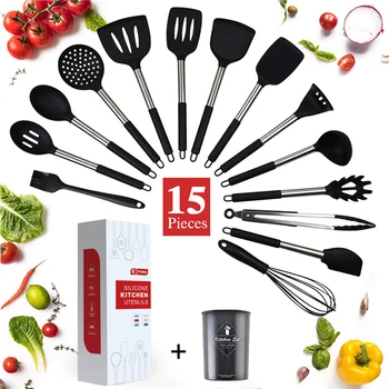 9/15Pcs Cooking Utensils Set Stainless Steel Silicone Kitchen Utensil Set Non-stick Spatula with Storage Box Cooking Tools Gift
9/15Pcs Cooking Utensils Set Stainless Steel Silicone Kitchen Utensil Set Non-stick Spatula with Storage Box Cooking Tools Gift