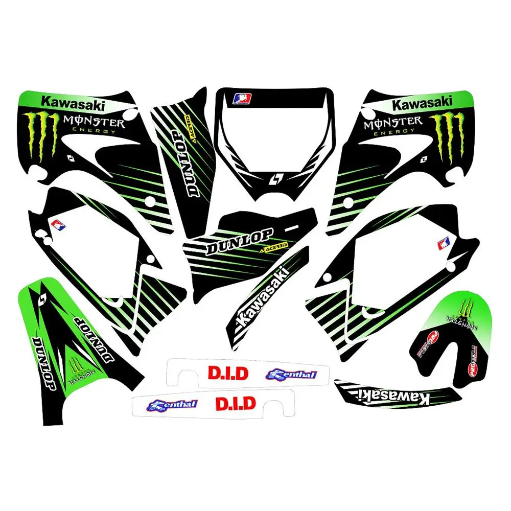 New Full Graphics Decals Stickers Custom Number Name 3M Bright Matte Stickers Waterproof For Kawasaki KX125-KX250 2003-2008
New Full Graphics Decals Stickers Custom Number Name 3M Bright Matte Stickers Waterproof For Kawasaki KX125-KX250 2003-2008