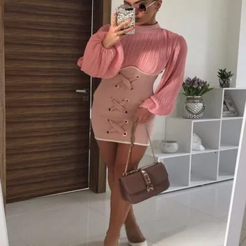 2020 Spring Women Top Quality O-Neck Long Sleeve Sexy Celebrity Party Pink Mini Bandage Bodycon Dress U360
2020 Spring Women Top Quality O-Neck Long Sleeve Sexy Celebrity Party Pink Mini Bandage Bodycon Dress U360