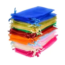 50pcs 7x9 9x12 10x15 13x18CM אורגנזה שקית תכשיטי שקית אריזה שקיות חתונה מסיבת קישוט Drawable שקיות 6Z(China)