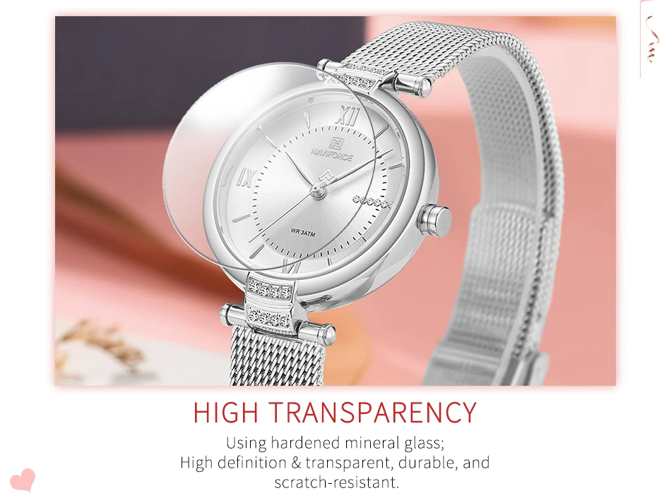 NAVIFORCE - Nowy damski zegarek kwarcowy Top marka Lady diament na siatce - Wianko - 6