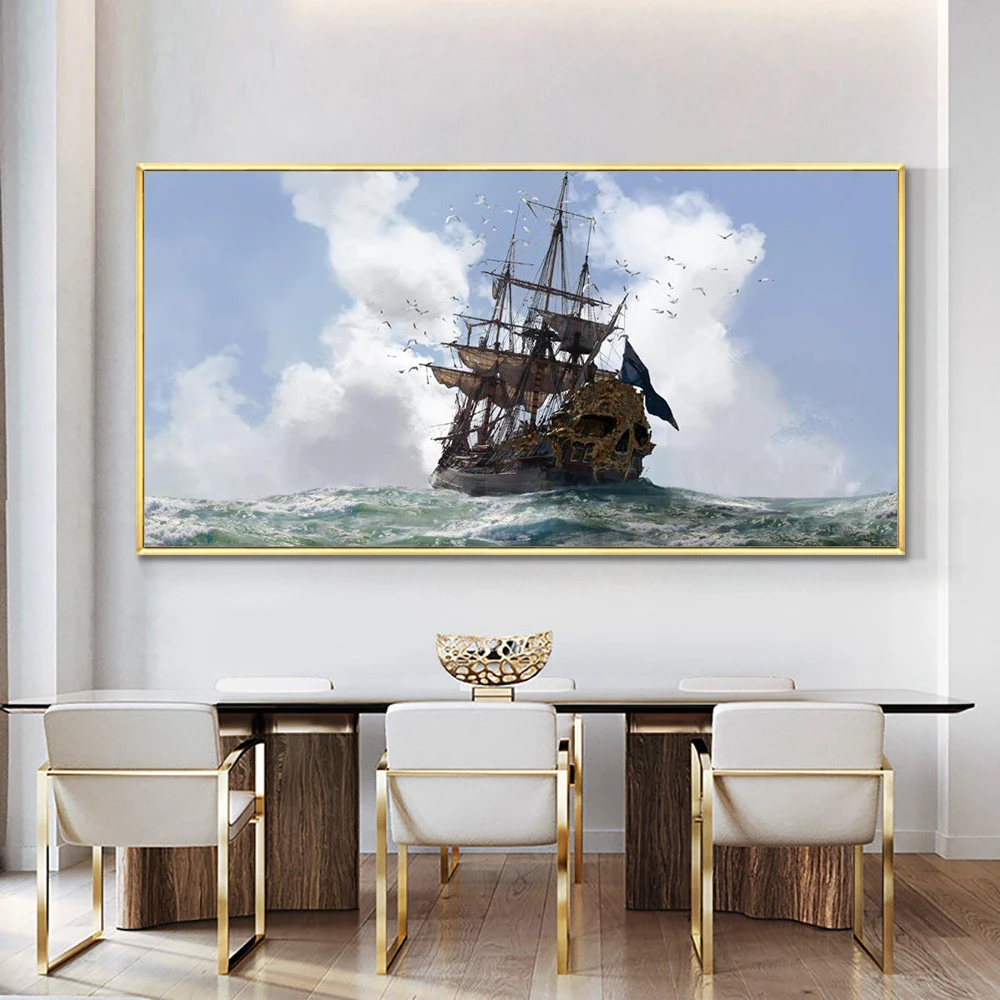 Modern Style Skull and Bones Ship Decorative Prints Poster Seascpae Canvas Painting Art for Room One Piece Home Wall Decoration
Modern Style Skull and Bones Ship Decorative Prints Poster Seascpae Canvas Painting Art for Room One Piece Home Wall Decoration