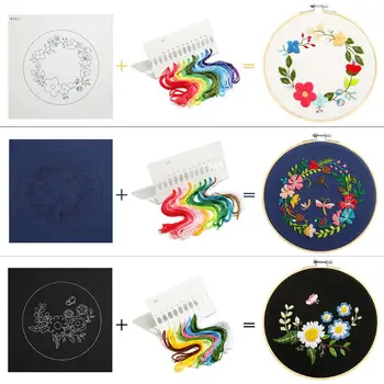3 Sets Embroidery Starter Kit Cross Stitch Clothes with Floral Patterns Hoops Q39B
3 Sets Embroidery Starter Kit Cross Stitch Clothes with Floral Patterns Hoops Q39B