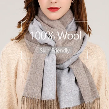 Reversible Women 100% Pure Wool Scarves Two-sided Warm Cashmere Shawls and Wraps for Ladies Solid Grey Winter Wool Scarf Warps
Reversible Women 100% Pure Wool Scarves Two-sided Warm Cashmere Shawls and Wraps for Ladies Solid Grey Winter Wool Scarf Warps