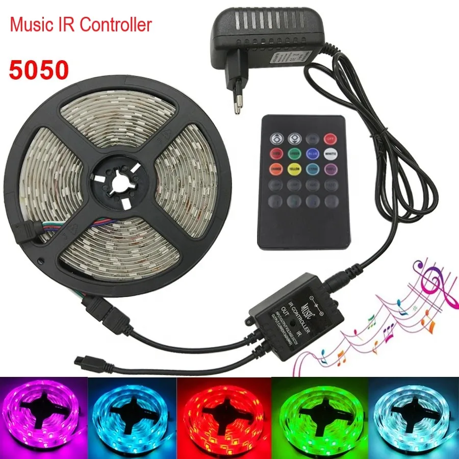 RGB 5050 Led Strip Music Control Set 30Leds Strip Light Tape Waterproof RGB diode LED Ribbon Music IR Controller + Power Supply
RGB 5050 Led Strip Music Control Set 30Leds Strip Light Tape Waterproof RGB diode LED Ribbon Music IR Controller + Power Supply