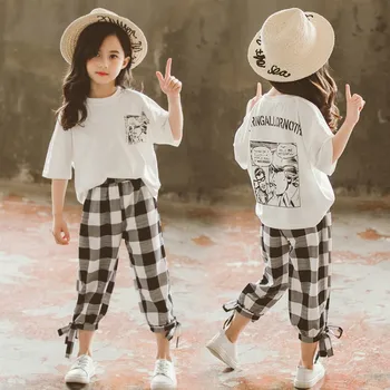 Girls Summer Outfits White T-Shirt & Plaid Pants 2pcs Sets Child Clothing 8 10 12 Year Teen Kids Girl Clothes Casual Tracksuit 
Girls Summer Outfits White T-Shirt & Plaid Pants 2pcs Sets Child Clothing 8 10 12 Year Teen Kids Girl Clothes Casual Tracksuit