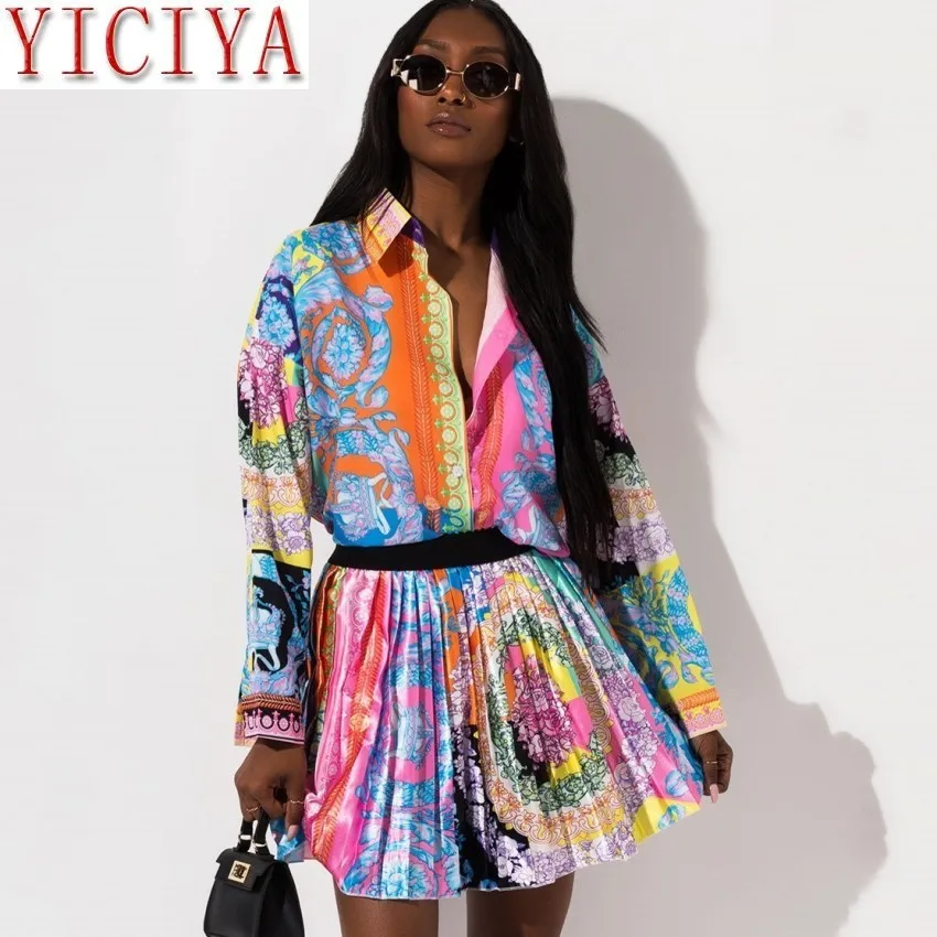 2 Pieces skirt Set Sexy 2020 Fashion Women Set Female Tops Floral Print Long Sleeve Shirt Elastic Waist Mini Pleated Skirts
2 Pieces skirt Set Sexy 2020 Fashion Women Set Female Tops Floral Print Long Sleeve Shirt Elastic Waist Mini Pleated Skirts