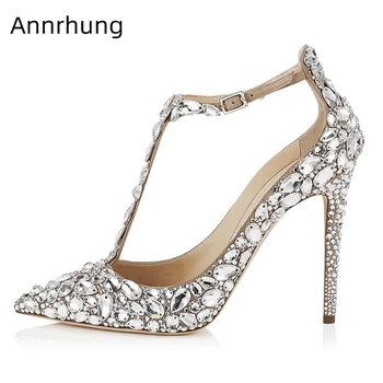 Sexy Diamond Decor Bridal Wedding Shoes Woman 10cm Thin Heel T-strap Pointed Toes Peep Toe Crystal Rhinestone Women Pumps
Sexy Diamond Decor Bridal Wedding Shoes Woman 10cm Thin Heel T-strap Pointed Toes Peep Toe Crystal Rhinestone Women Pumps