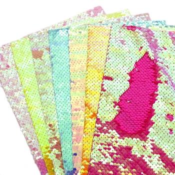

David accessories 20*34cm Sequin Reversible Fish Scale Synthetic Leather DIY Earrings Bag Hair Bow Material Sequins,1Yc11556
