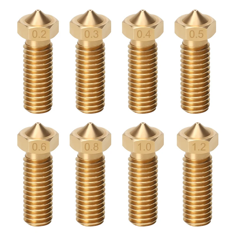 

8pcs/lot 3D Printer E3D V5 V6 Volcano Nozzles Stainless Steel Brass M6 Thread Hotend Nozzle 0.2mm-1.2mm For 1.75mm Filament