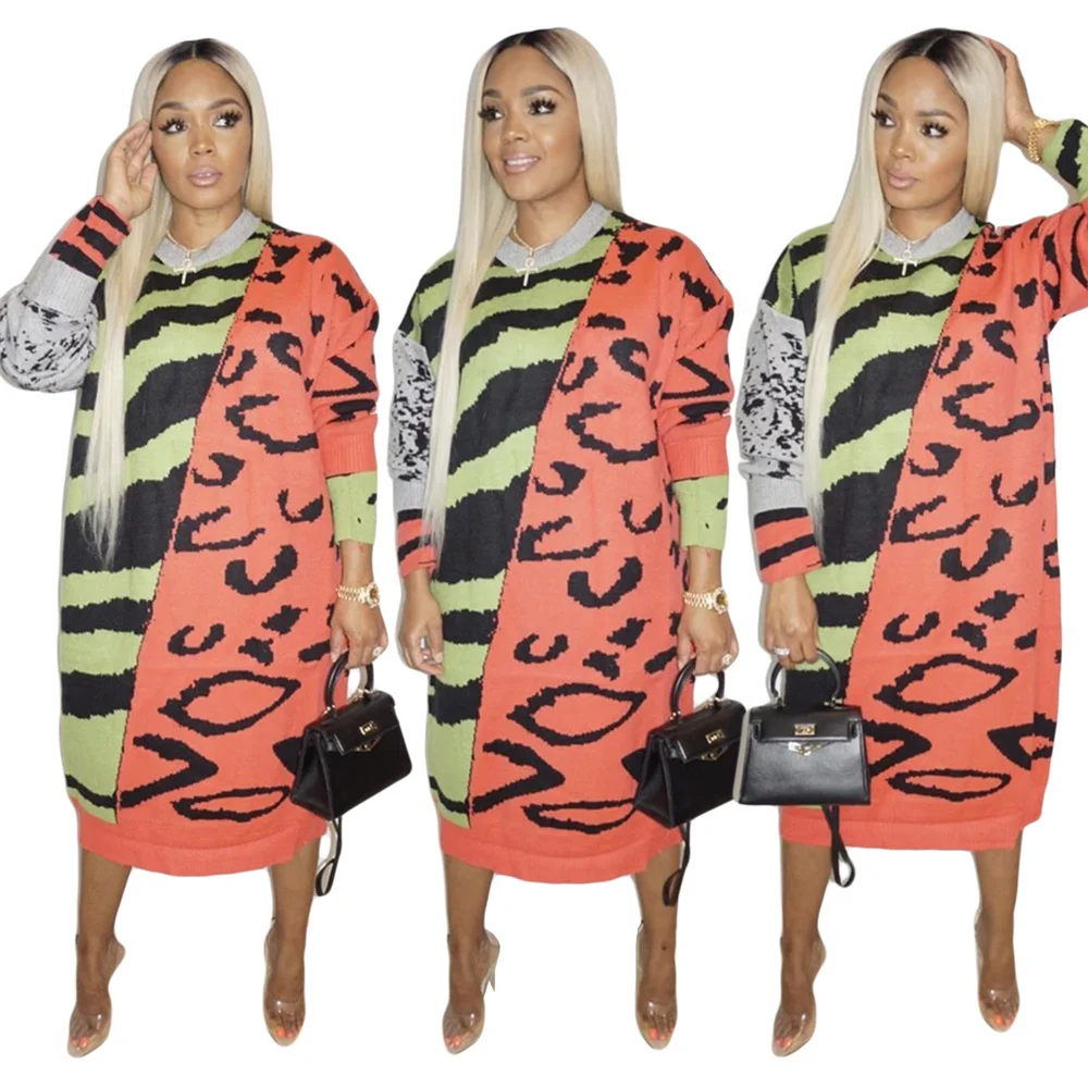 Plus Size Leopard Women Dresses Winter Pathwork O Neck Long Sleeve Loose Dresses for Women
Plus Size Leopard Women Dresses Winter Pathwork O Neck Long Sleeve Loose Dresses for Women